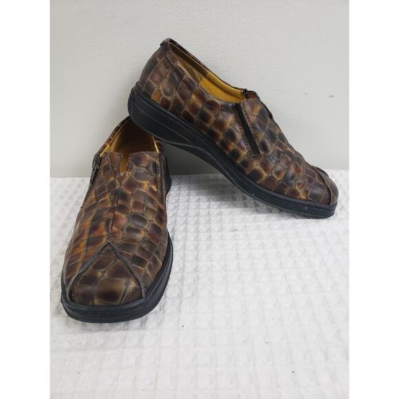 Helle Comfort Shoes - (J5) Helle Comfort Romu's Womens Shoes Size 40 Leather Side Zip Loafer Snake